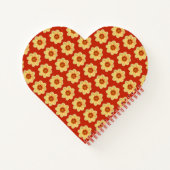 イエローダリアフローラルパターンon赤 ノートブック (裏面)