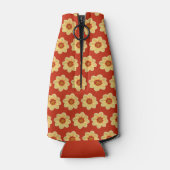 イエローダリアフローラルパターンon赤 ボトルクーラー (裏面)