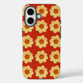 イエローダリアフローラルパターンon赤 Case-Mate iPhoneケース (裏面)