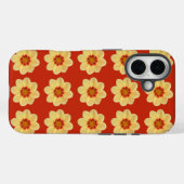 イエローダリアフローラルパターンon赤 Case-Mate iPhoneケース (裏面 (横))