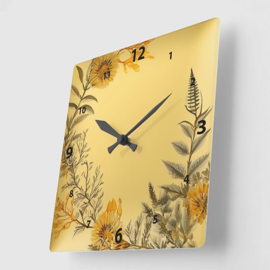 イエローダンデヨーンズシダ緑の国 スクエア壁時計 (傾斜)