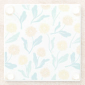 イエローダンデリオンフローラルパターン – 自然インスパイア- ガラスコースター (裏面)