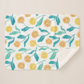 イエローダンデリオンフローラルパターン – 自然インスパイア- シェルパブランケット (正面(横))