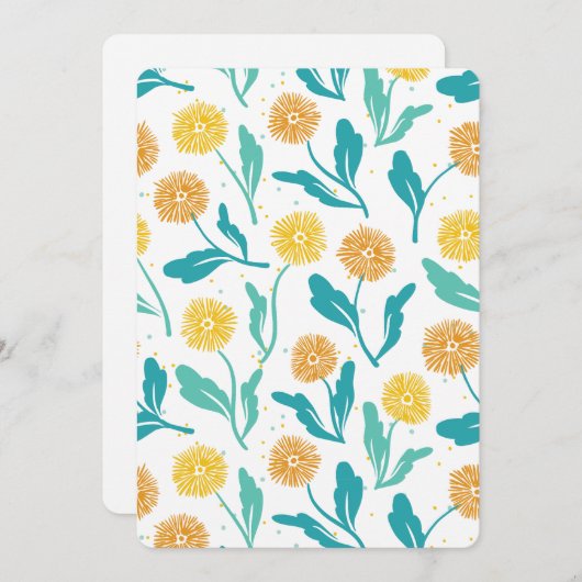 イエローダンデリオンフローラルパターン – 自然インスパイア- シーズンカード (正面/裏面)