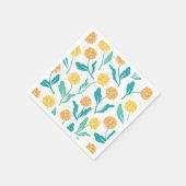 イエローダンデリオンフローラルパターン – 自然インスパイア- スタンダードカクテルナプキン (角)