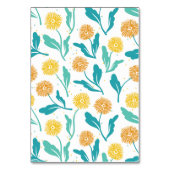イエローダンデリオンフローラルパターン – 自然インスパイア- テーブルナンバー (正面)