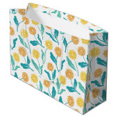 イエローダンデリオンフローラルパターン – 自然インスパイア- ラージペーパーバッグ (裏面アングル)