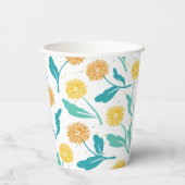 イエローダンデリオンフローラルパターン – 自然インスパイア- 紙コップ (裏面)