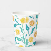 イエローダンデリオンフローラルパターン – 自然インスパイア- 紙コップ (右)