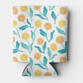 イエローダンデリオンフローラルパターン – 自然インスパイア- 缶クーラー (正面)