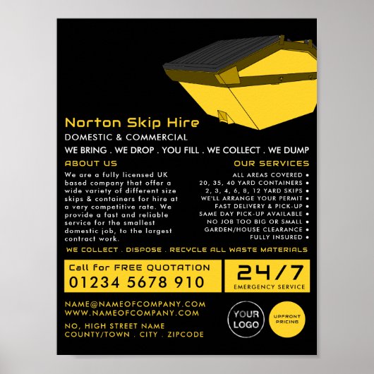 イエローダンプスター、スキップ広告/ダンプスター会社 ポスター (正面)
