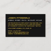 イエローダンプスター、スキップ/ダンプスター会社 名刺 (裏面)