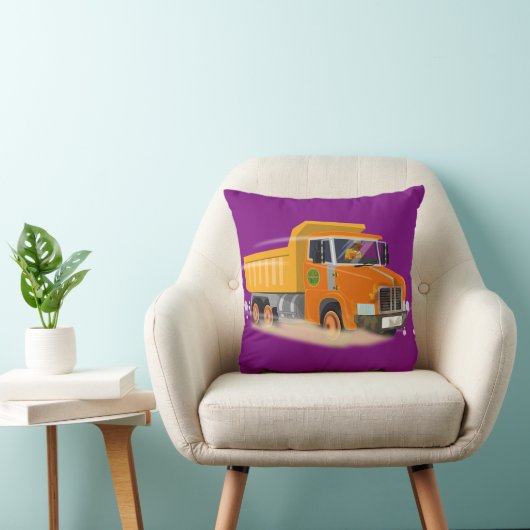 イエローダンプトラックの漫画子供へ クッション (椅子)