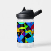 イエローダンプトラックカラフル、幾何形状、名前 ウォーターボトル (左面)