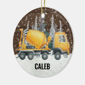 イエローダンプトラック建築車のクリスマス セラミックオーナメント (左)