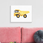 イエローダンプトラック建築車 キャンバスプリント (インサイチュ (リビング))