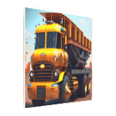 イエローダンプトラック、キッズ建築車用デコール メタルプリント (アングル)