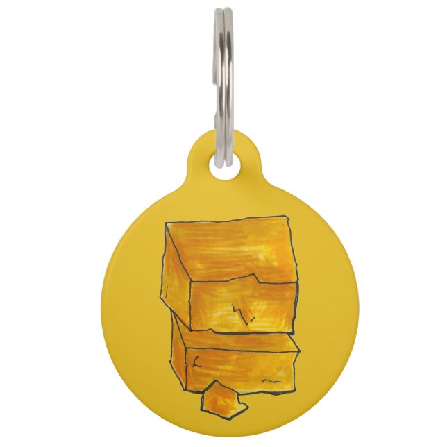 イエローチェダーチーズウェッジグルメ ペット　ネームタグ (正面)