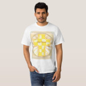 イエローチェックのキリスト教の十字架 Tシャツ (正面フル)