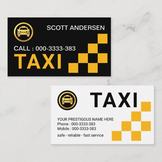 イエローチェックボックスタクシサービス 名刺 (正面/裏面)