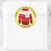 イエローチェック醜いセーター名メリークリスマス ラウンドシール (バッグ)