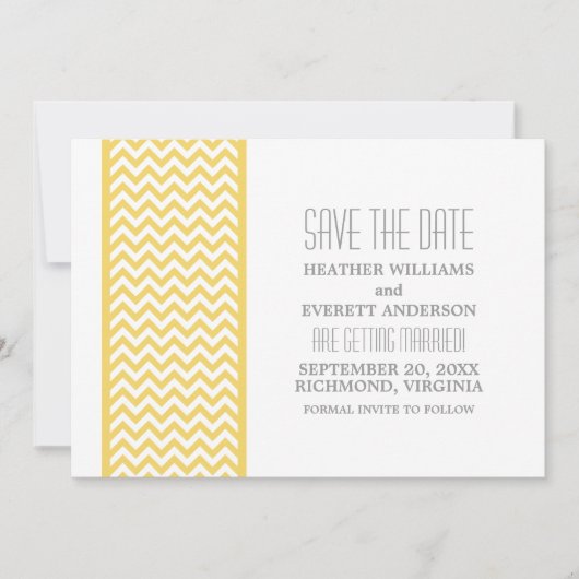 イエローチェフロン枠の結婚式延期案内 招待状 (正面)