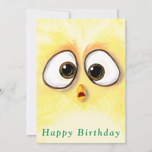 イエローチキン驚きの目カードハッピーバースデー (正面)