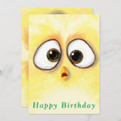 イエローチキン驚きの目カードハッピーバースデー (正面/裏面)