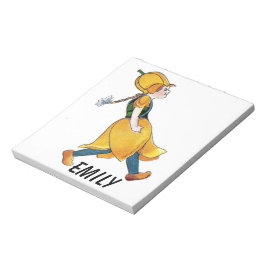 イエローチューリップかわいいフラワーチャイルドおもしろいガール ノートパッド