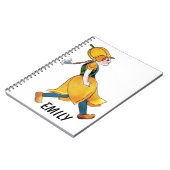 イエローチューリップかわいいフラワーチャイルドおもしろいガール ノートブック (左側)