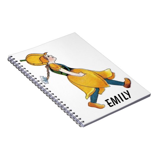 イエローチューリップかわいいフラワーチャイルドおもしろいガール ノートブック (右側)