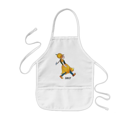 イエローチューリップかわいいフラワーチャイルドおもしろいガール 子供用エプロン (正面)