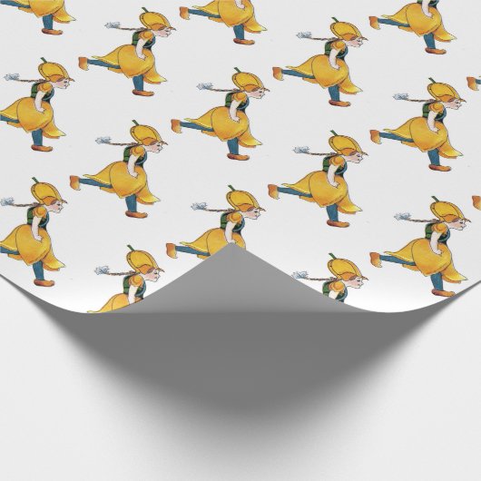 イエローチューリップキュートフラワーガールヴィンテージフローラ ラッピングペーパー (角)