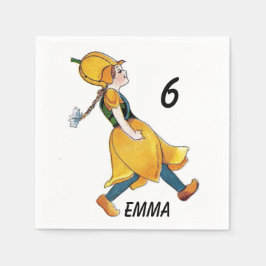 イエローチューリップキュートフラワーフローラ誕生日ガール スタンダードカクテルナプキン