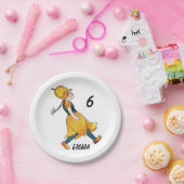 イエローチューリップキュートフラワーフローラ誕生日ガール ペーパープレート (パーティー)