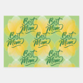 イエローチューリップデザイン、スクリプトレタリング最高のママ ラッピングペーパーシート (正面3)