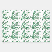 イエローチューリップデザイン、スクリプトレタリング最高のママ ラッピングペーパーシート (正面)