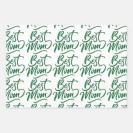 イエローチューリップデザイン、スクリプトレタリング最高のママ ラッピングペーパーシート