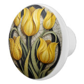 イエローチューリップフローラアールヌーボーインスパイア自然 セラミックノブ (右)