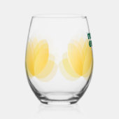 イエローチューリップフローラデザインマザーズデイギフト ステムなしワイングラス (正面)