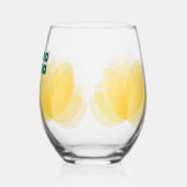 イエローチューリップフローラデザインマザーズデイギフト ステムなしワイングラス (裏面)