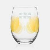 イエローチューリップフローラデザインマザーズデイギフト ステムなしワイングラス (右)