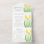 イエローチューリップフローラ水彩春の結婚式 オールインワン招待状 (内側)