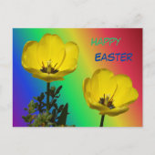 イエローチューリップレインボーハッピーイースターはがき ポストカード (正面)