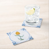 イエローチューリップヴィンテージデルフトアート紙コースター スクエアペーパーコースター (インサイチュ)