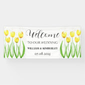 イエローチューリップ春フローラエレガ素朴ントウェディング 横断幕 (横)
