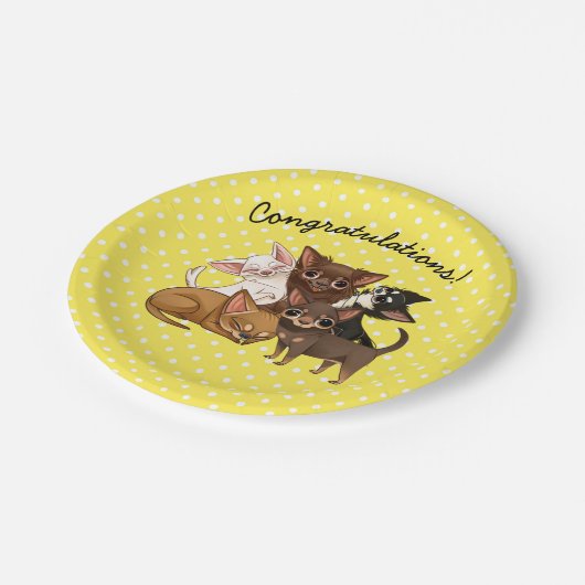 イエローチワワ紙パーティープレート ペーパープレート (アングル)