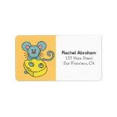 イエローチーズのかわいいブルーマウス ラベル (正面)