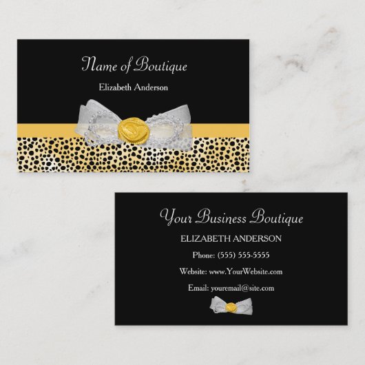 イエローチーテガーリーープリントブティックシックボウ 名刺 (正面/裏面)