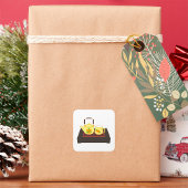 イエローティーポットセットスクエアステッカー スクエアシール